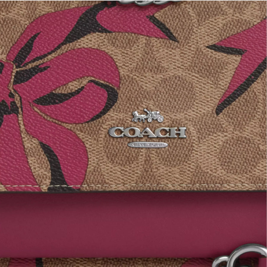 Coach Klare Crossbody/Shoulder Bag In Signature Canvas With Pink Bow Print