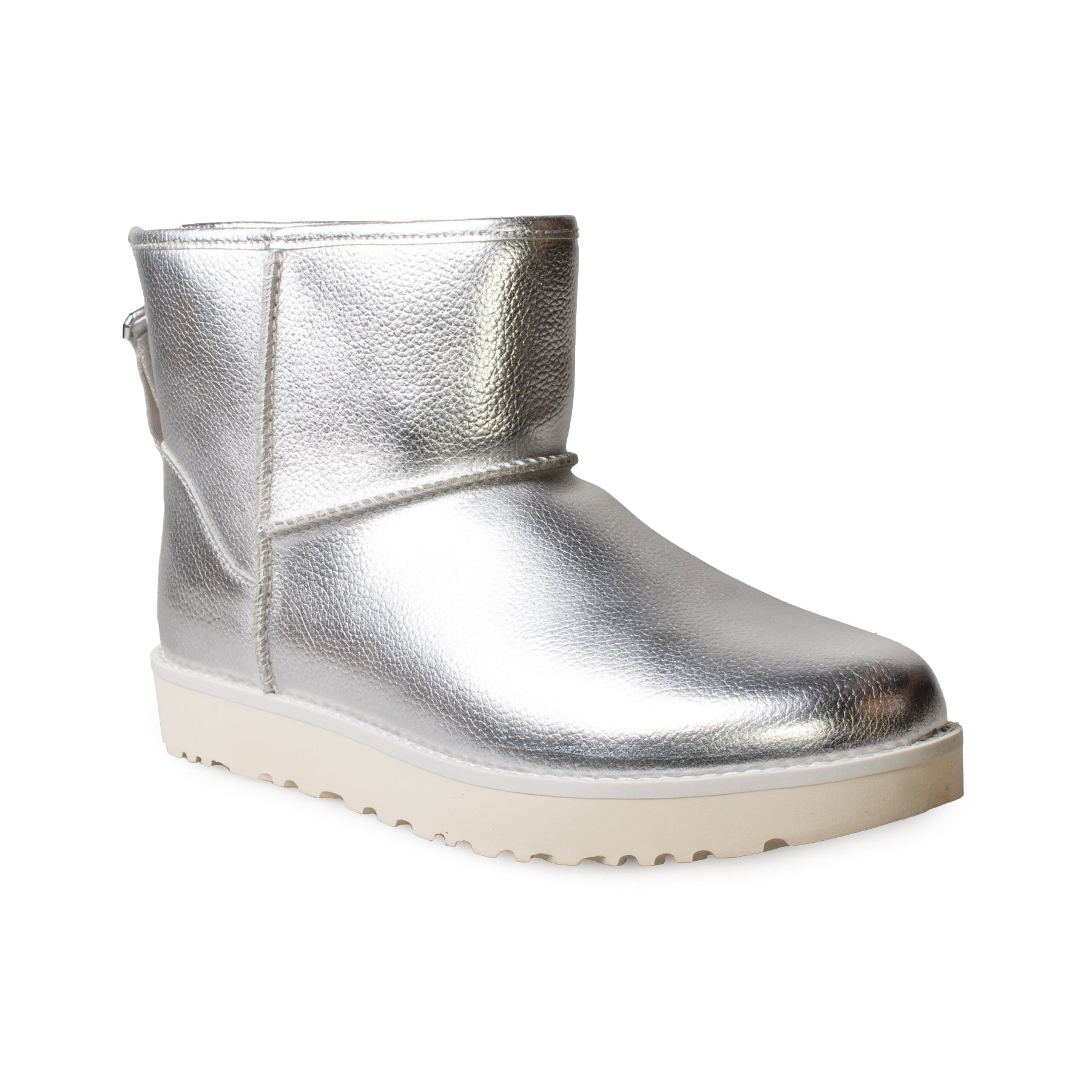 UGG Classic Mini Logo Zip Shine Silver Boots - Women's