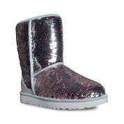 UGG Classic Short Sequin Silver Boots - Women's