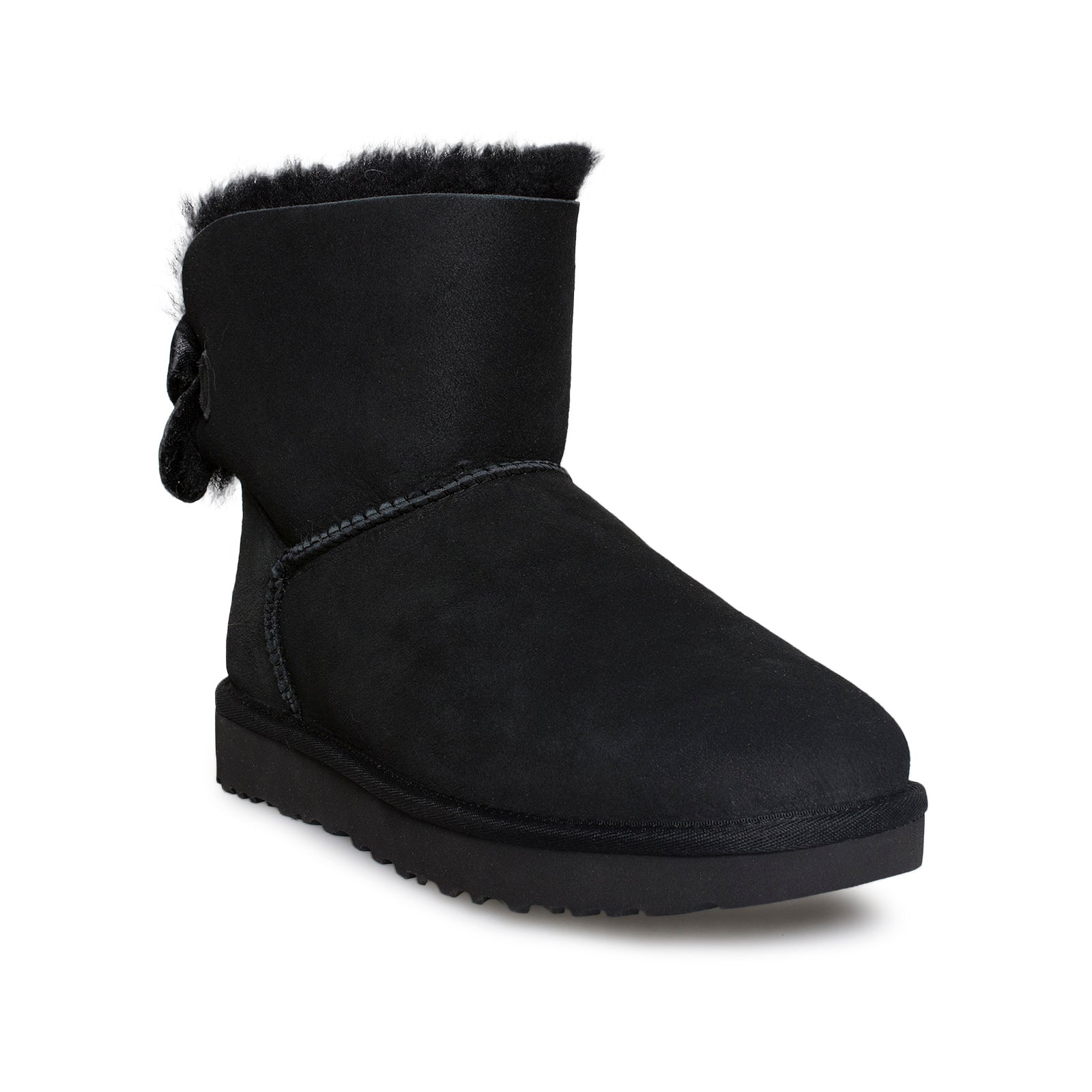 UGG Mini Bailey Bow II Velvet Ribbon Black Boots