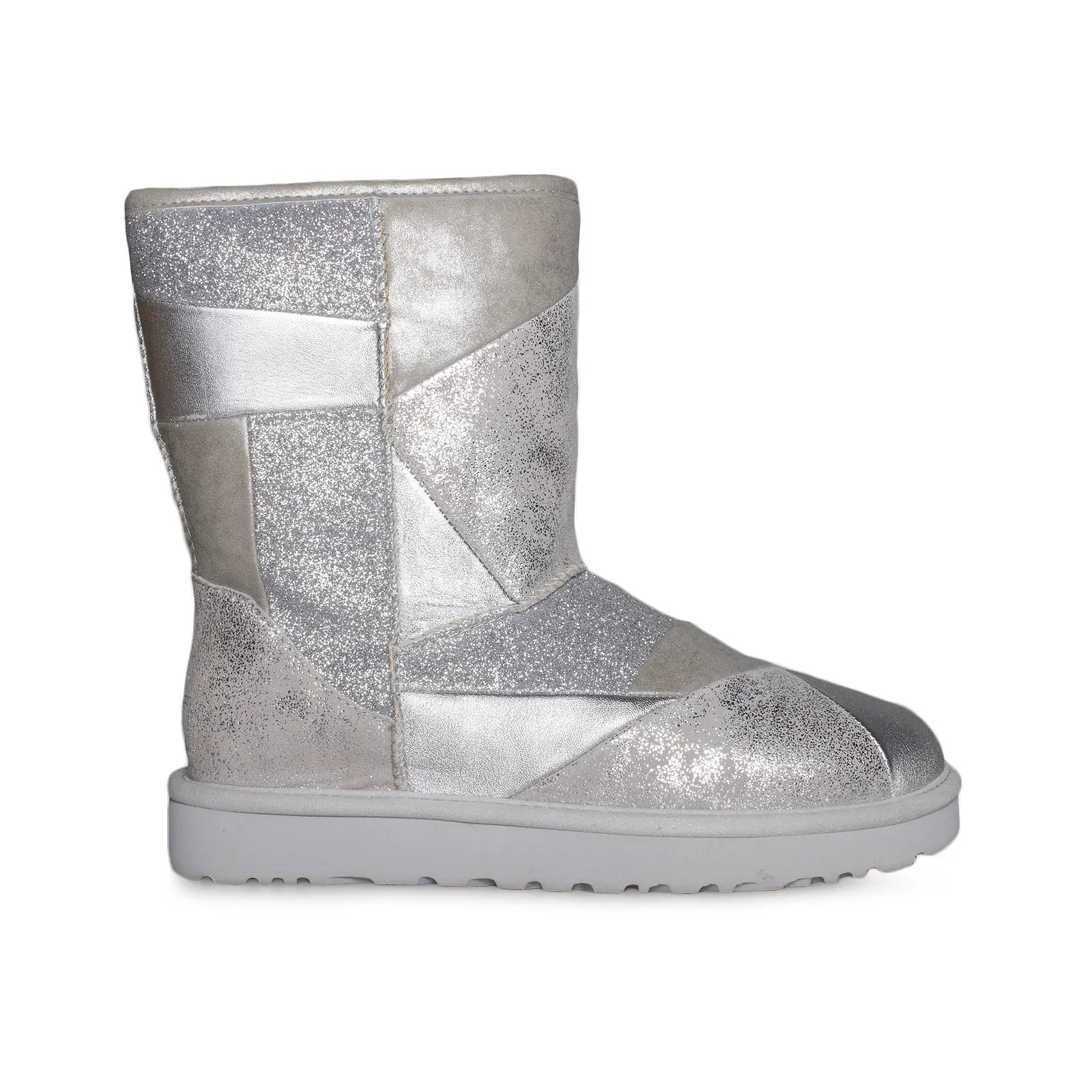 UGG Classic Glitter Patchwork Silver Shoes - Women's