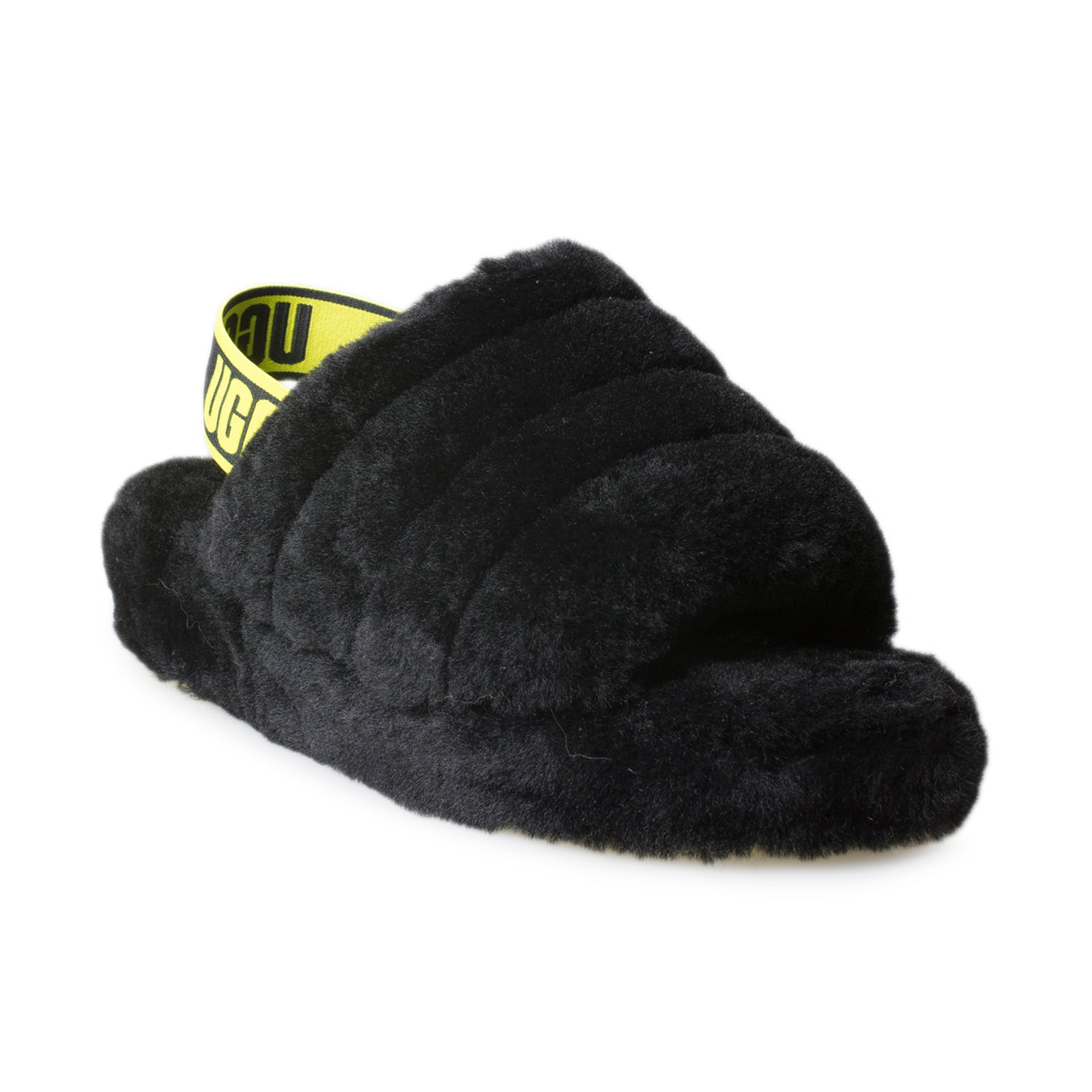 UGG Fluff Yeah Slide Sundae Black / Yellow Slippers - Women's