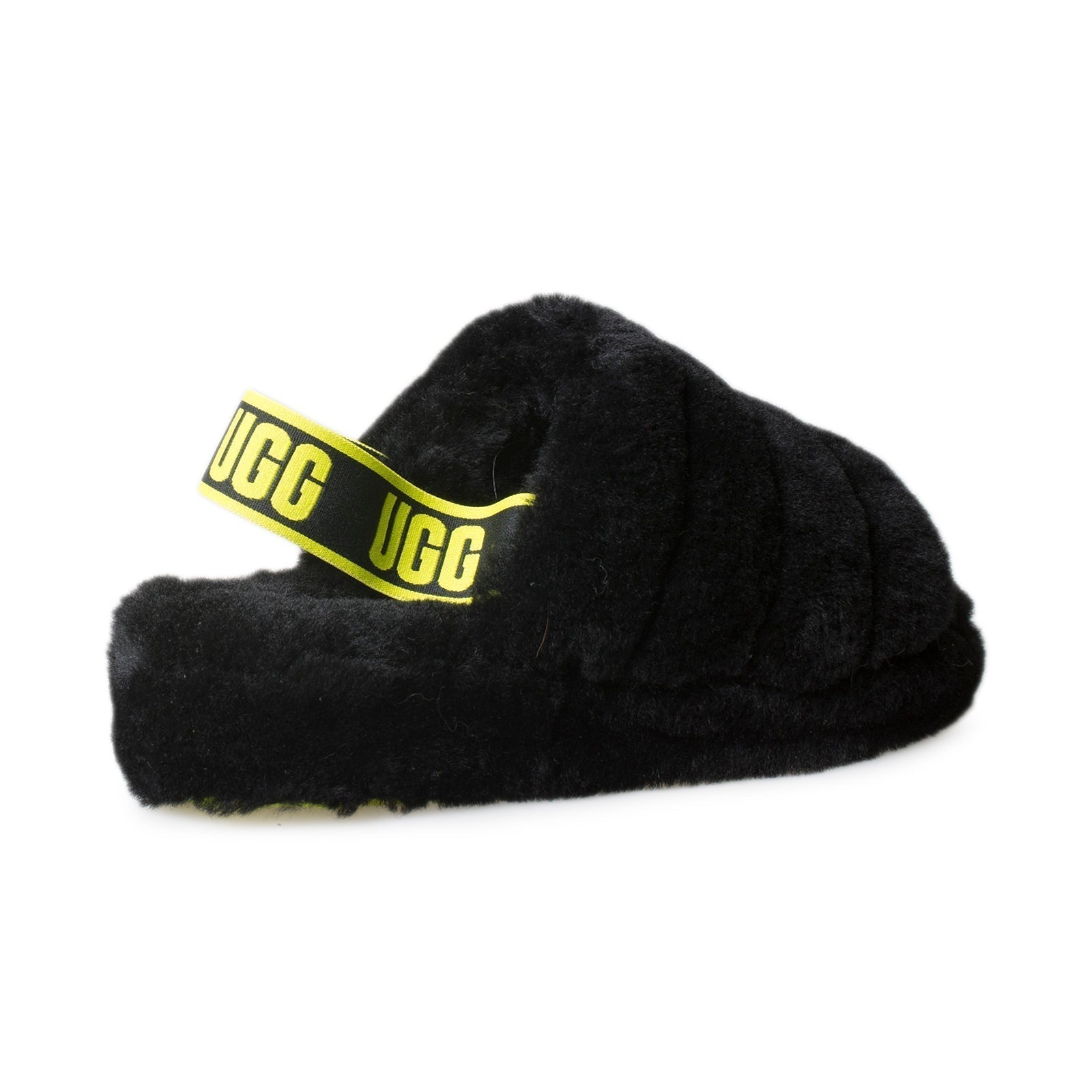 UGG Fluff Yeah Slide Sundae Black / Yellow Slippers - Women's