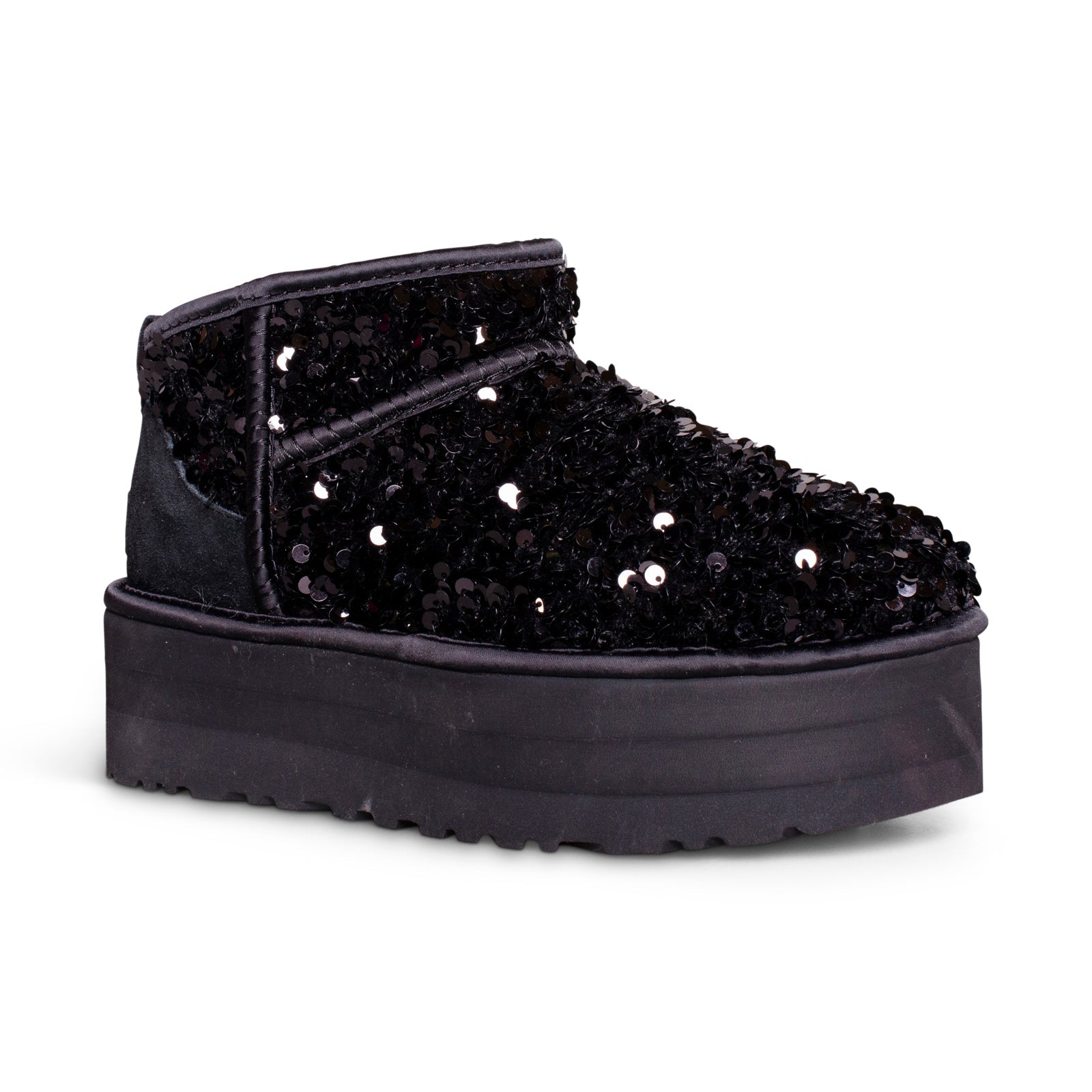 UGG Ultra Mini Chunky Sequin Black Boots - Women's