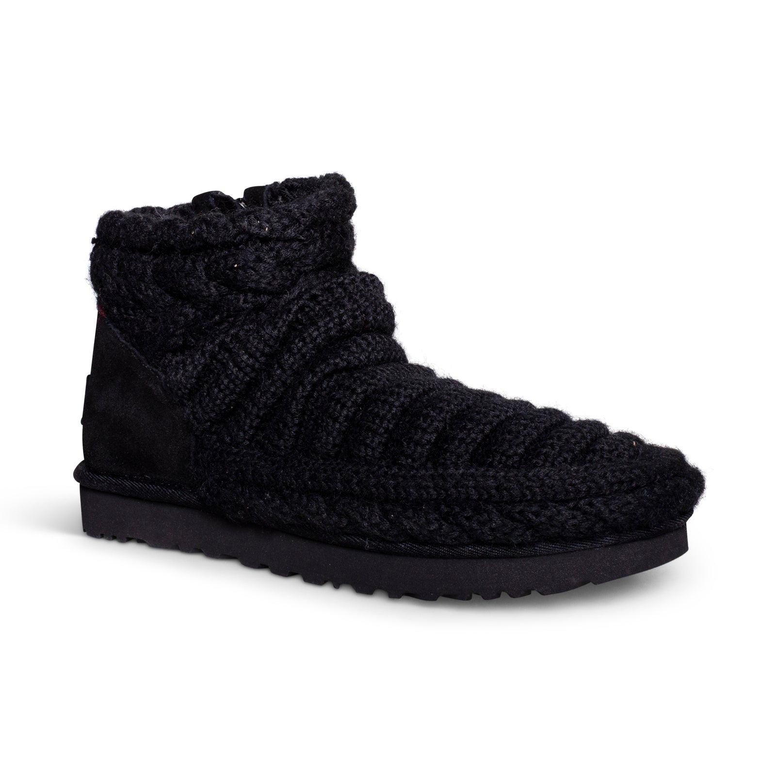 UGG Classic Mini Chunky Knit Black Boots - Women's