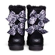 UGG Bailey Bow Leopard Black Boots - Women's