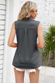 Ruched Johnny Collar Tank