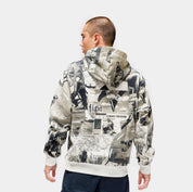 Brooklyn Fleece Flight All Over Print Pullover Mens Hoodie (Black/White)