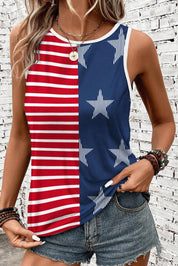 US Flag Round Neck Tank