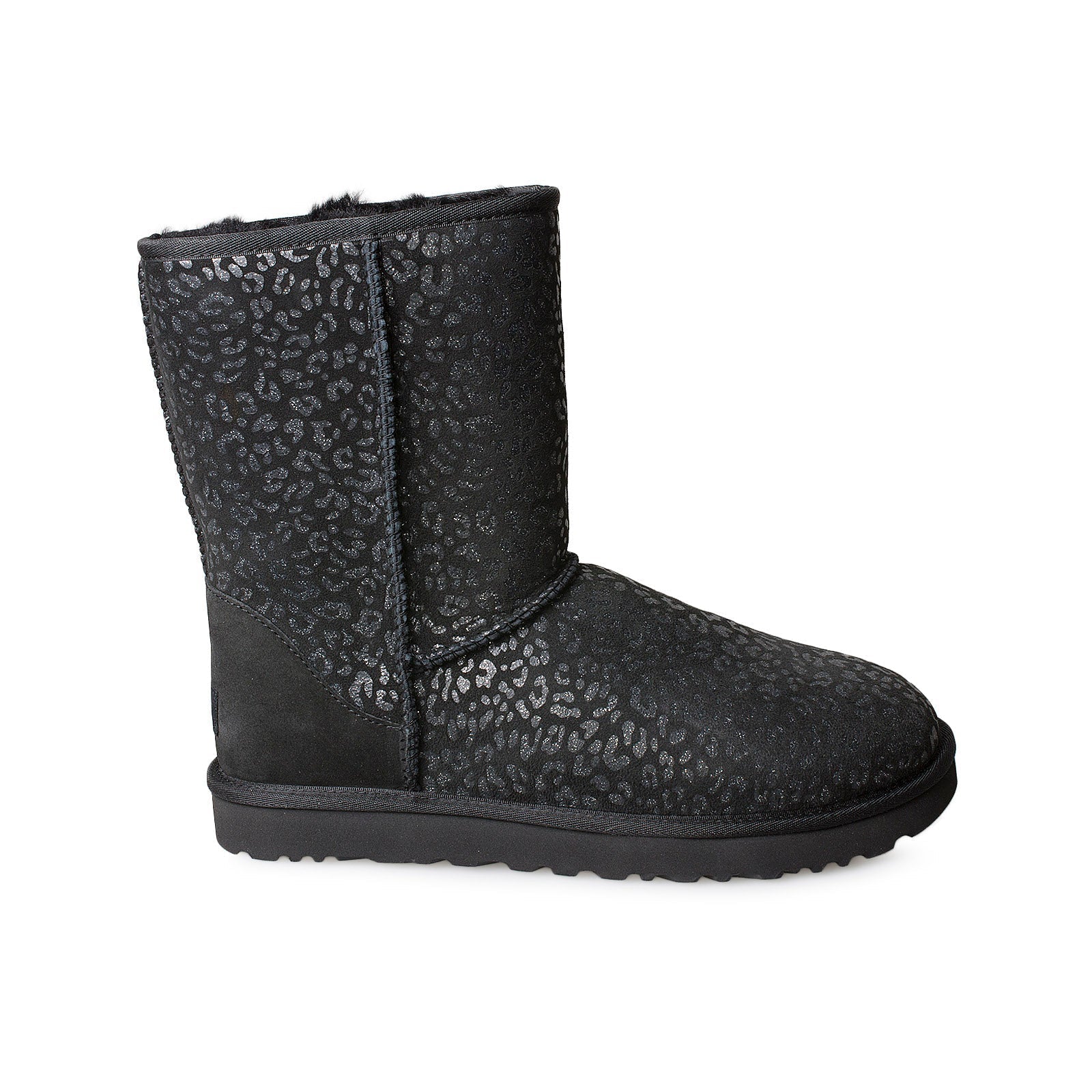 UGG Classic Short Snow Leopard Black Boots - Women's