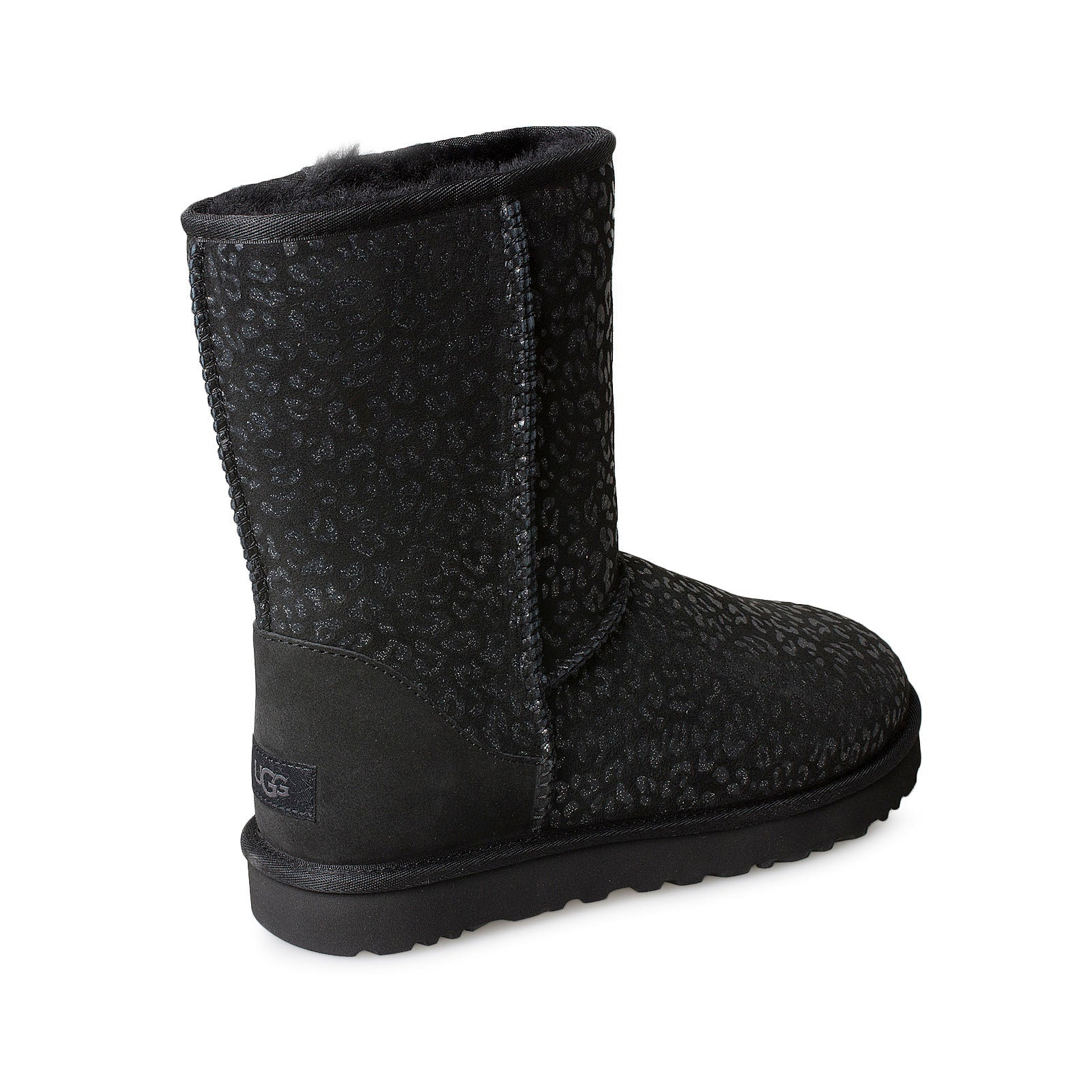 UGG Classic Short Snow Leopard Black Boots - Women's