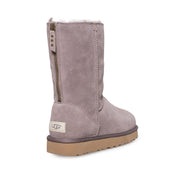 UGG Classic Short Zip Suede Stormy Grey Boots