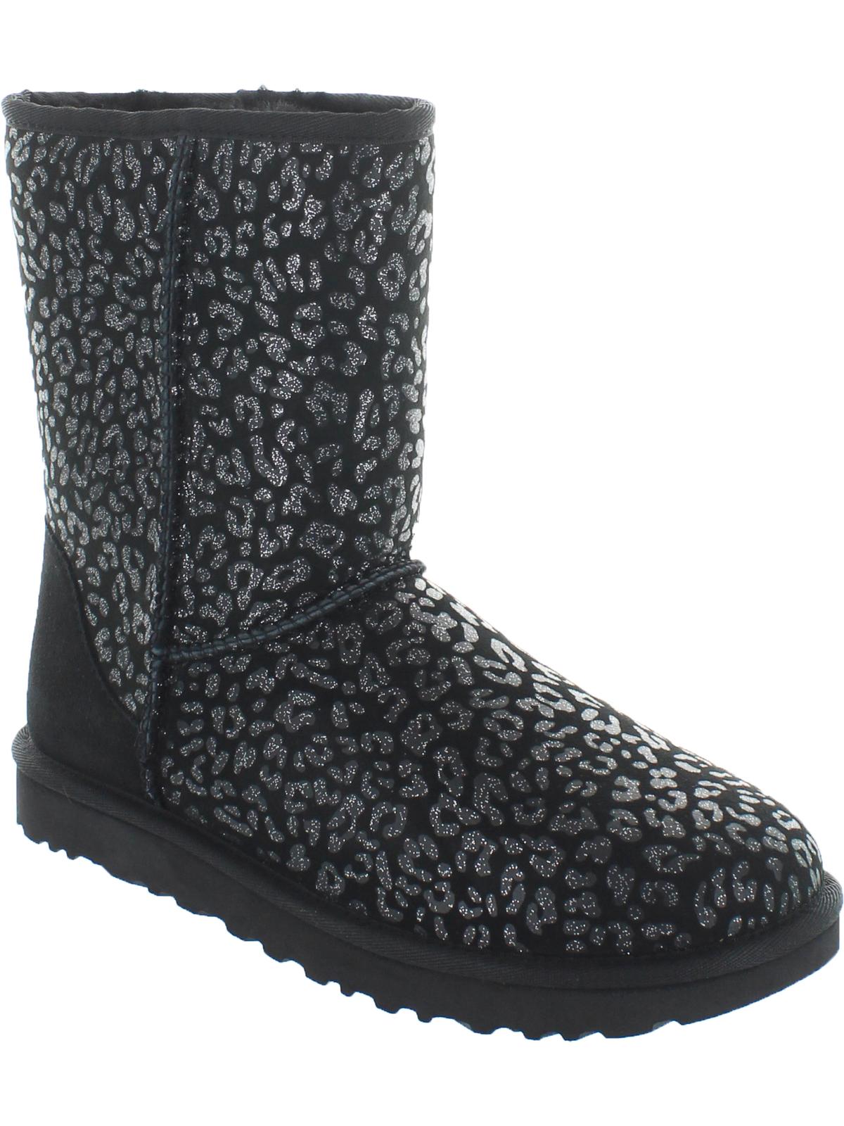 Classic Short Womens Suede Snow Leopard Winter Boots