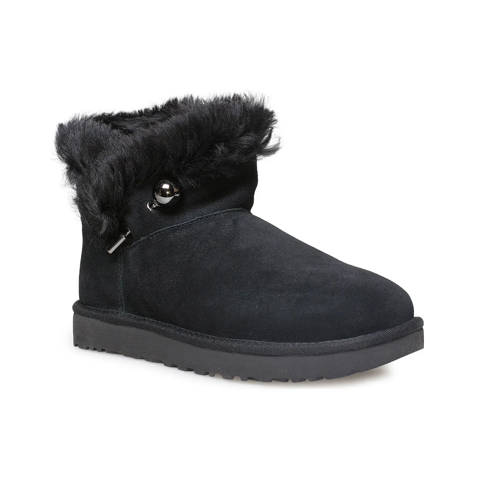 UGG Classic Fluff Pin Mini Black Boots - Women's