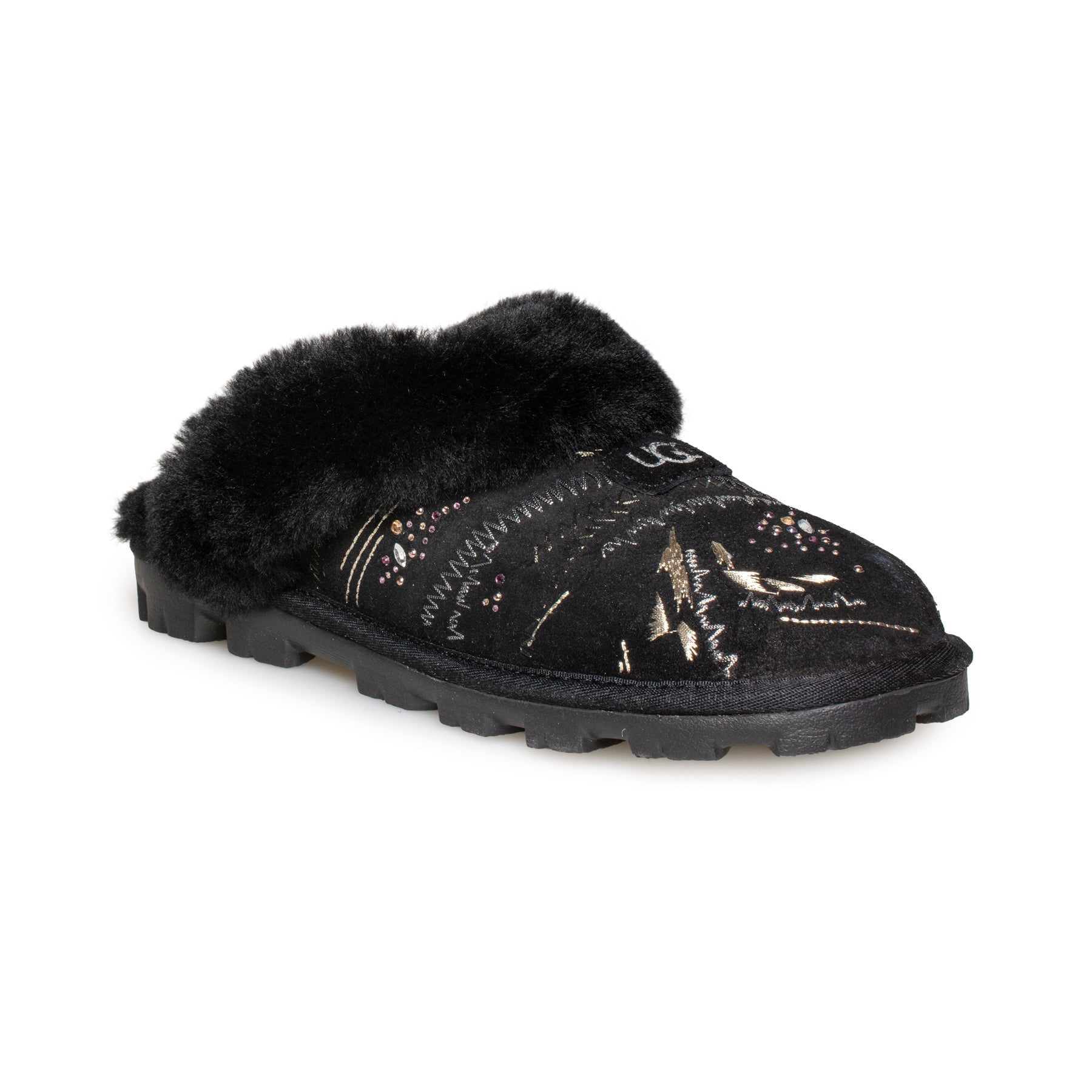 UGG Coquette Gold Burst Black Slippers - Women's