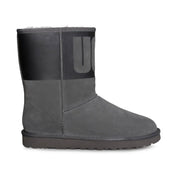 UGG Classic Short UGG Rubber Graphic Grey Black Boots - Women's