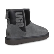 UGG Classic Mini UGG Rubber Graphic Grey Black Boots - Women's