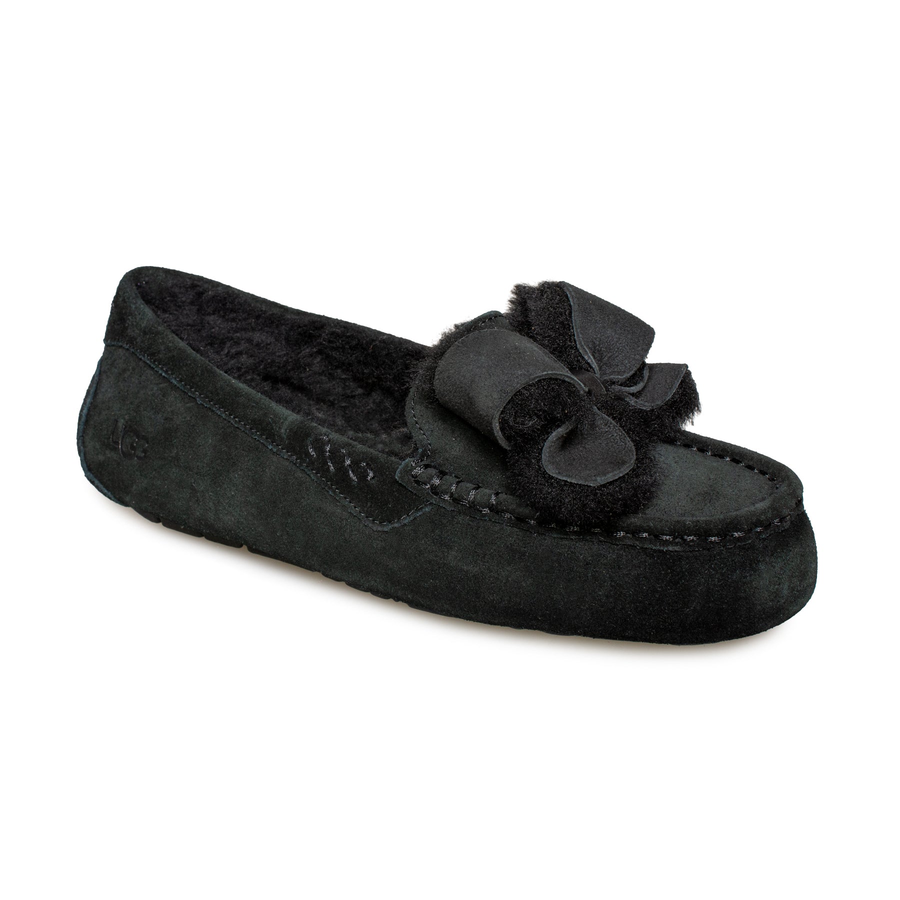 UGG Ansley Heritage Bow Black Slippers - Women's