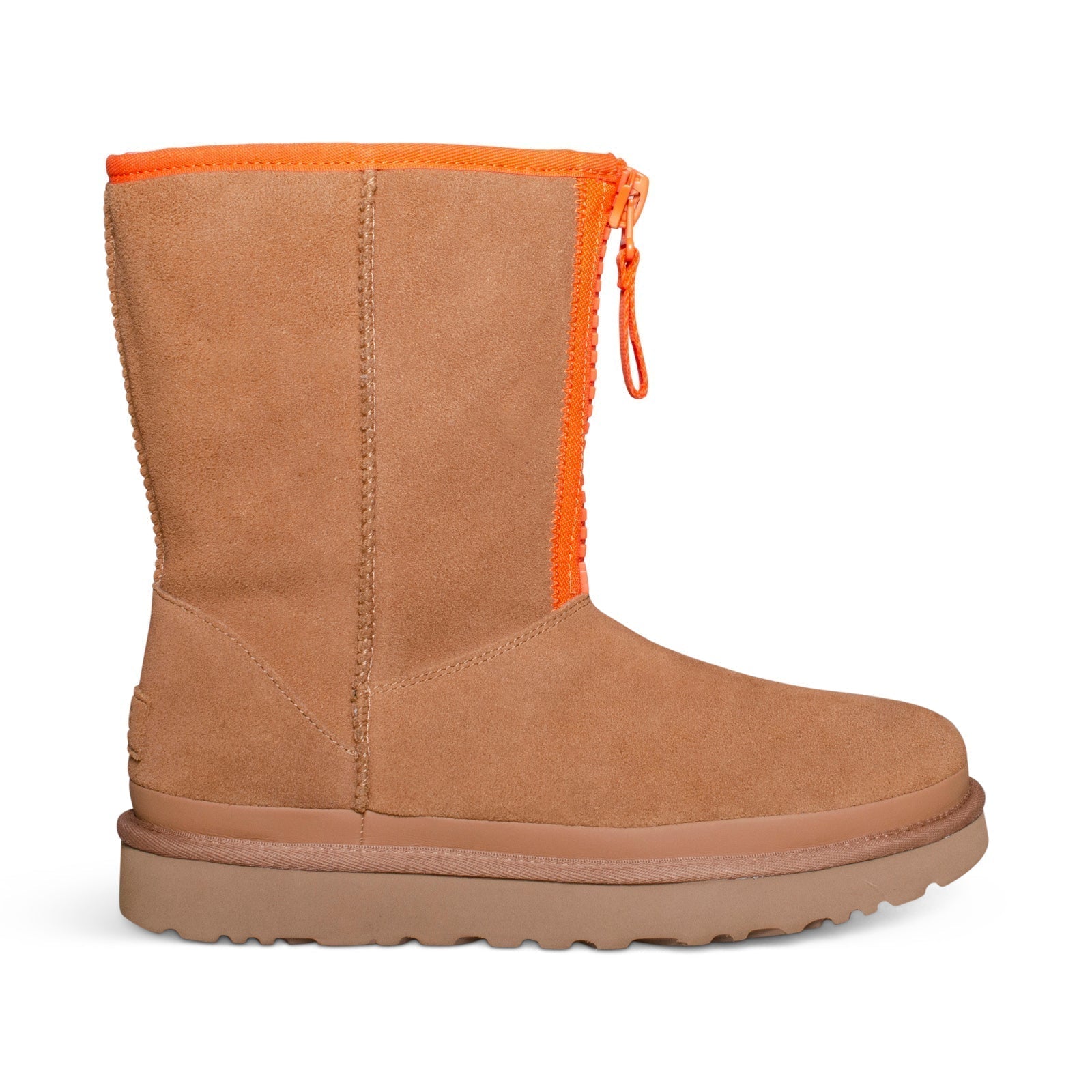 UGG Classic Short Zipper Tape Logo Chestnut Boots - Women's