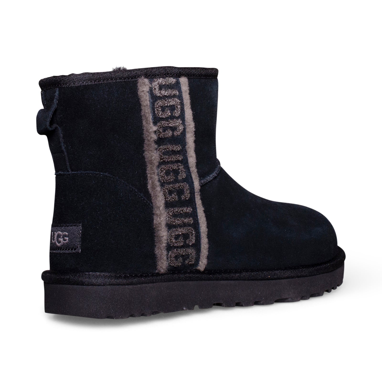 UGG Classic Mini Shearling Logo Black Boots - Women's