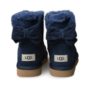 UGG Mini Bailey Corduroy Bow Navy Boots - Women's