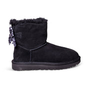 UGG Mini Bailey Bow Leopard Black Boots - Women's