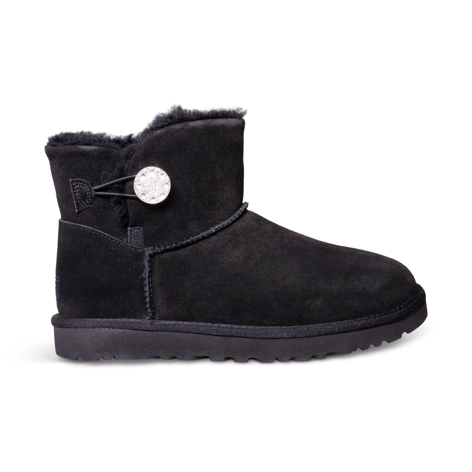 UGG Mini Bailey Button Crystals Black Boots - Women's