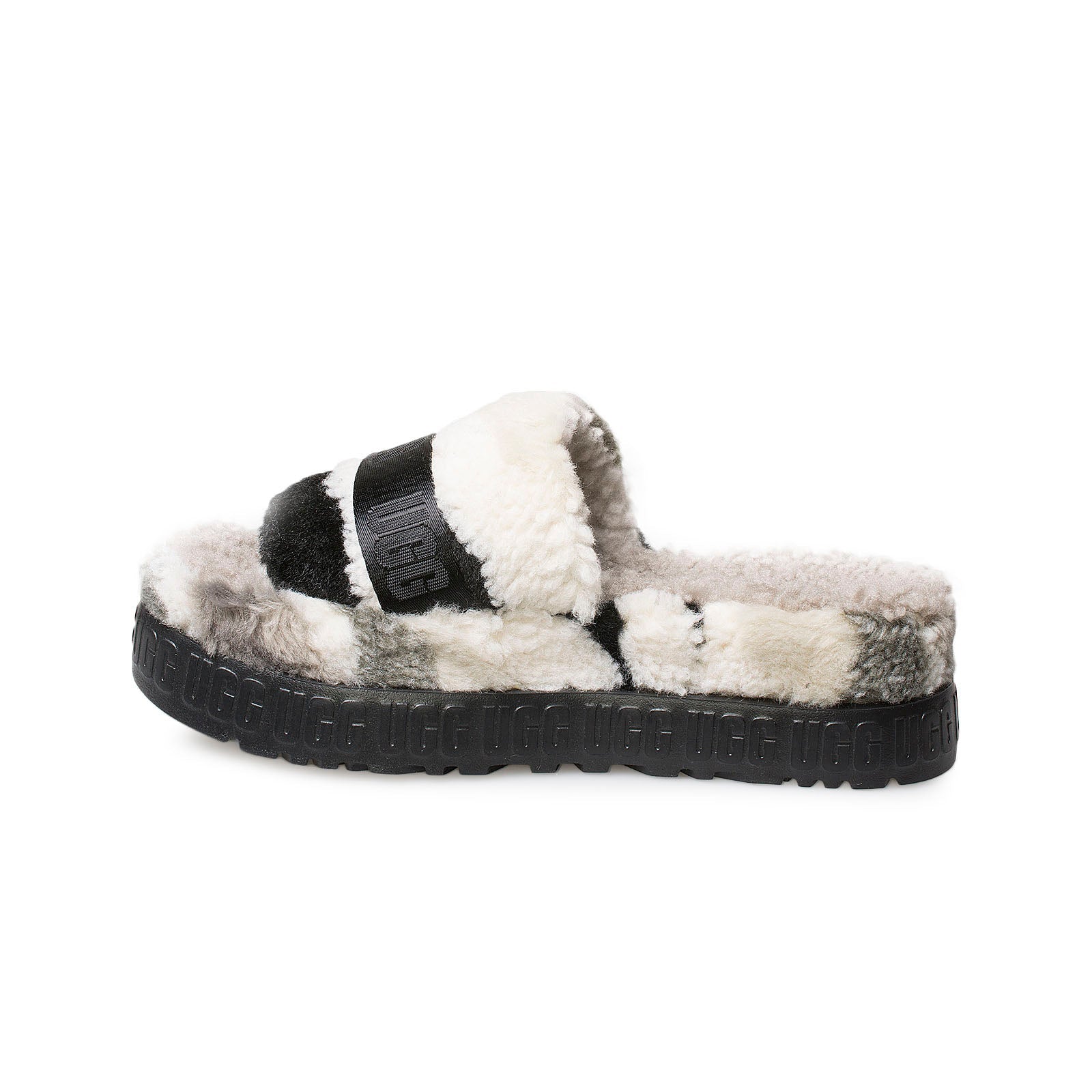 UGG Fluffita Cali Collage Black Grey Slippers - Women's