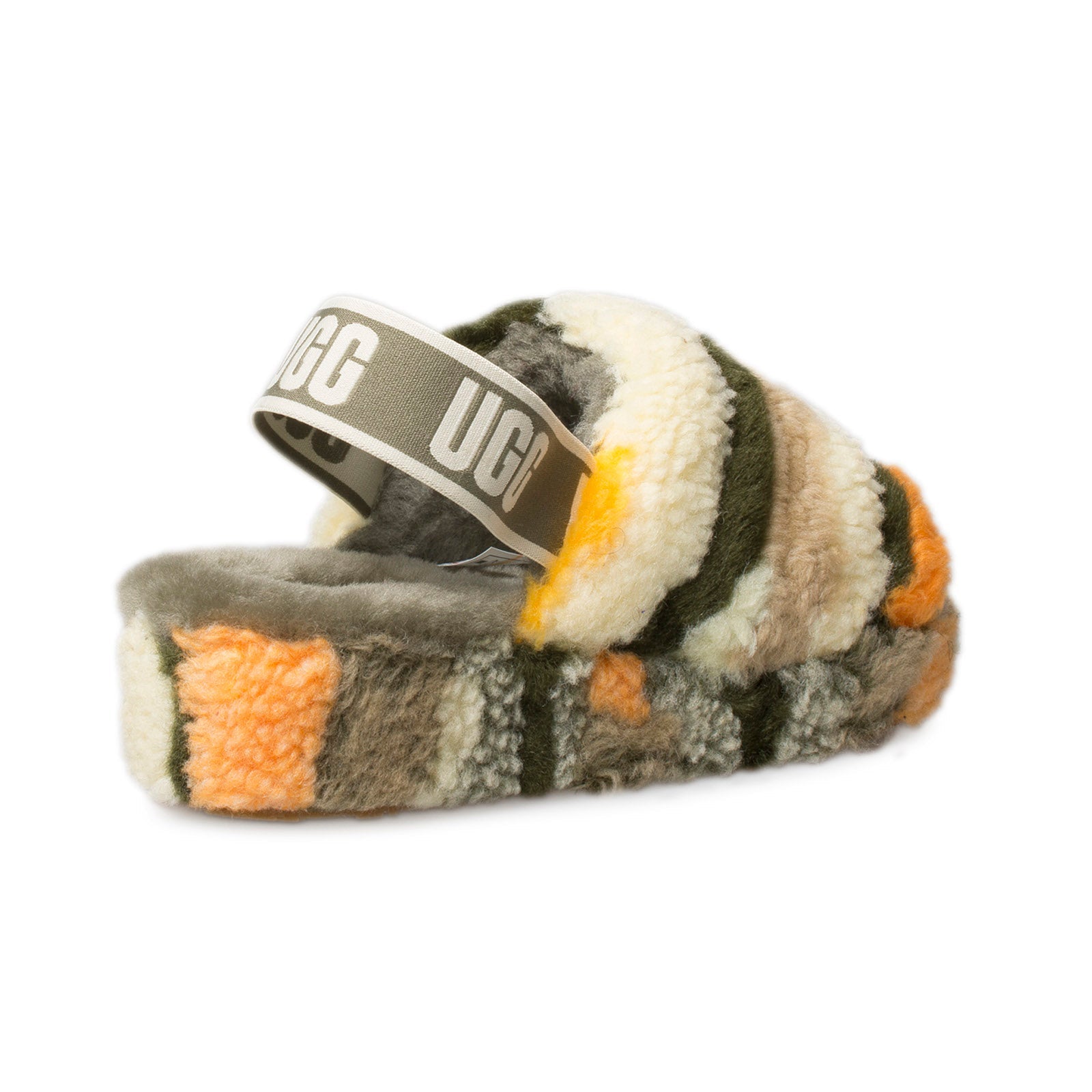 UGG Fluff Yeah Slide Cali Collage Olive Multi Slippers - Women's