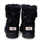 UGG Mini Bailey Bow Crushed Velvet Black Boots - Women's