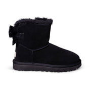 UGG Mini Bailey Bow Crushed Velvet Black Boots - Women's