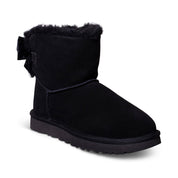 UGG Mini Bailey Bow Crushed Velvet Black Boots - Women's