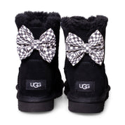 UGG Mini Bailey Bow Checker Black Boots - Women's