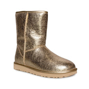 UGG Classic Short Metallic Sparkle Soft Gold Boots - Women's