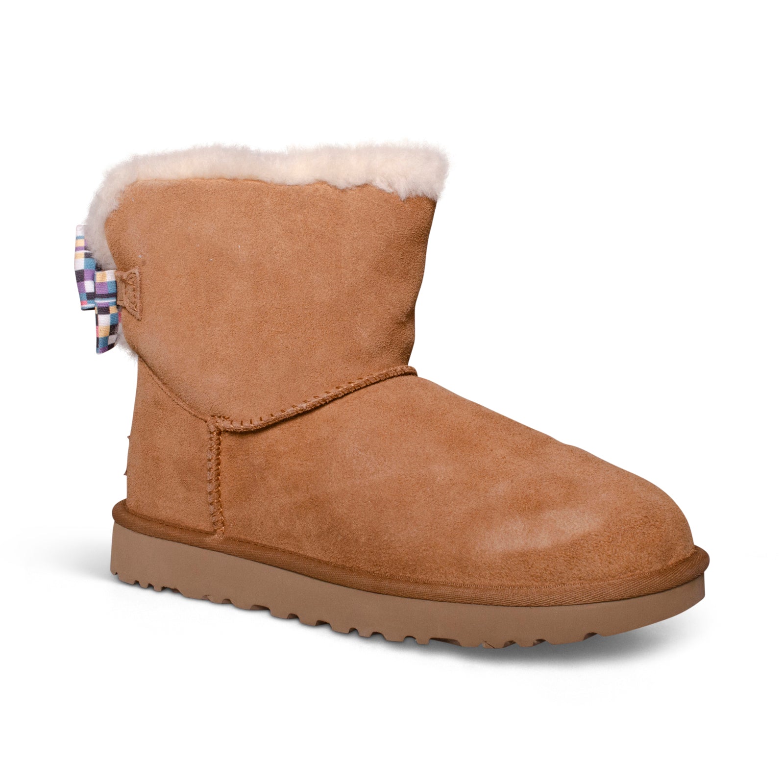 UGG Mini Bailey Bow Checker Chestnut Boots - Women's