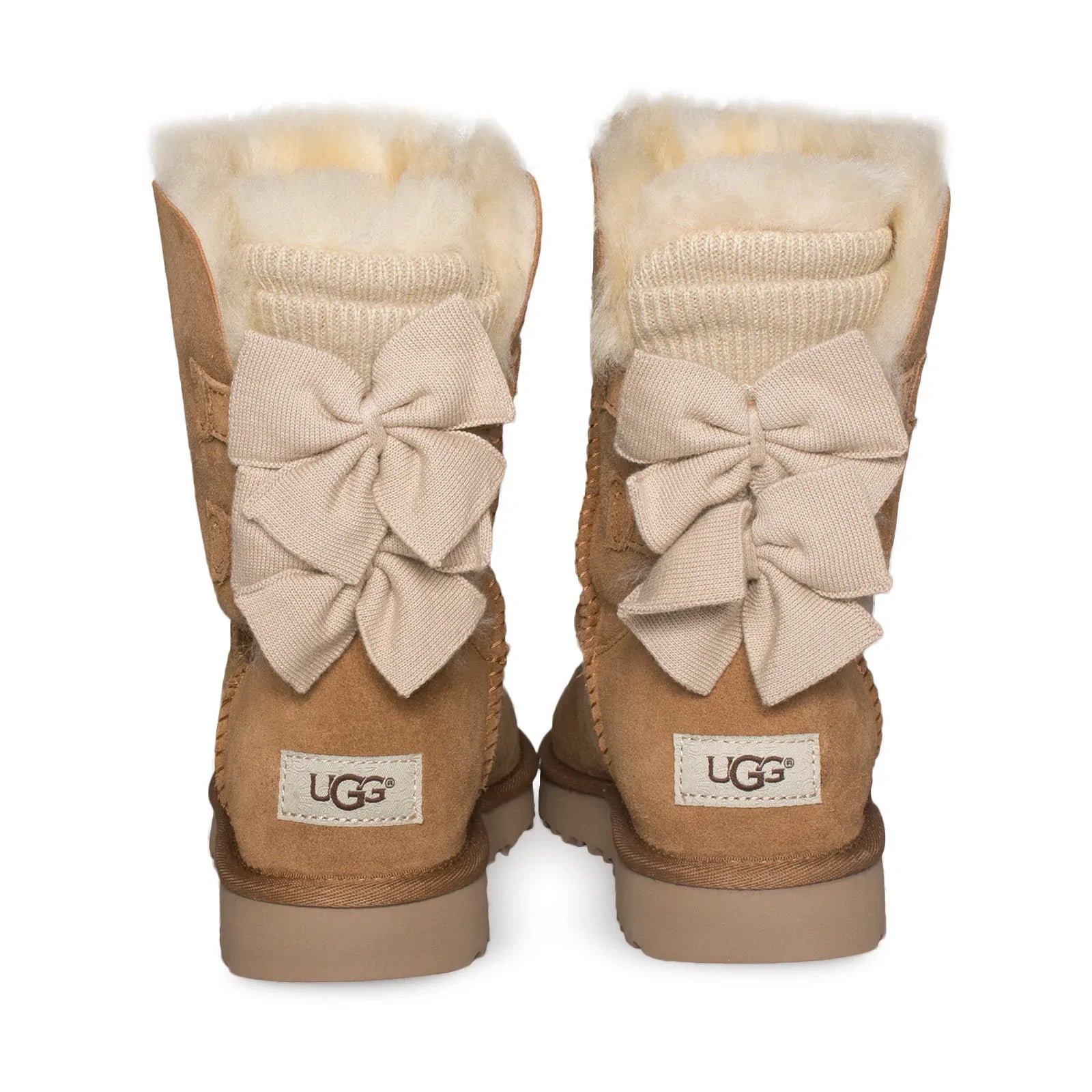 UGG Bailey Bow Short Ruffle Chestnut Boots - Women's