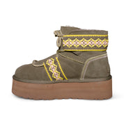 UGG Classic Mini II Braid Platform Burnt Olive Boots - Women's