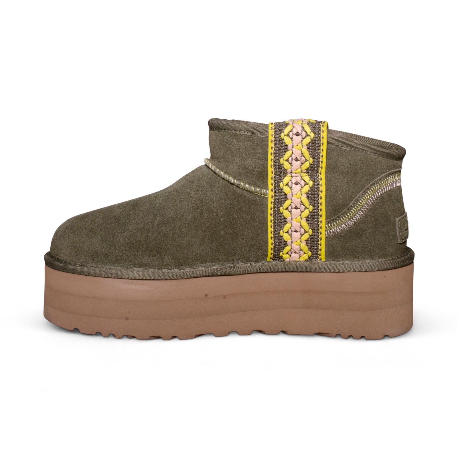 UGG Classic Ultra Mini Braid Platform Burnt Olive Boots - Women's