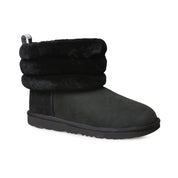 UGG Fluff Mini Quilted Black Boots - Youth