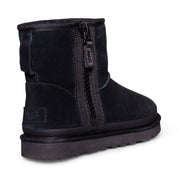 UGG Classic Mini Zipper Tape Logo Black Boots - Women's