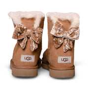 UGG Mini Bailey Bow Crushed Velvet Chestnut Boots - Women's