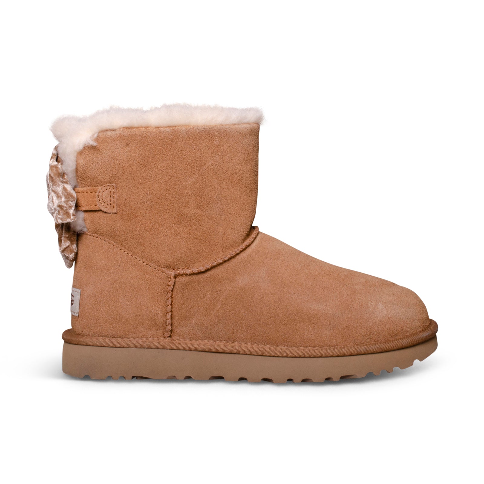 UGG Mini Bailey Bow Crushed Velvet Chestnut Boots - Women's