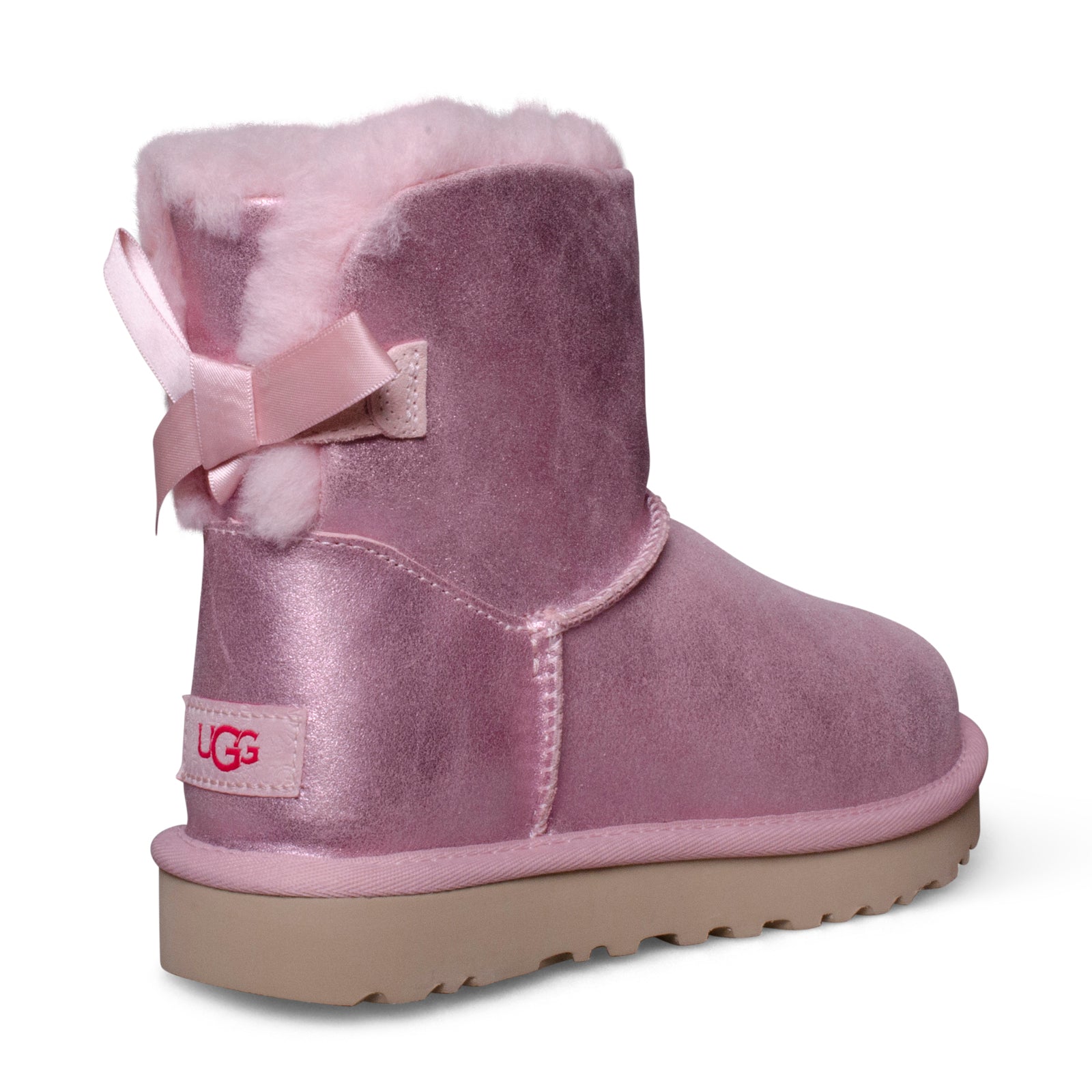 UGG MIni Bailey Bow Glisten Pink Cloud Boots - Women's