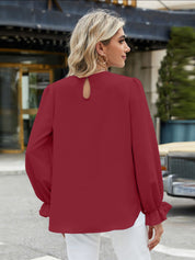 Round Neck Flounce Sleeve Top