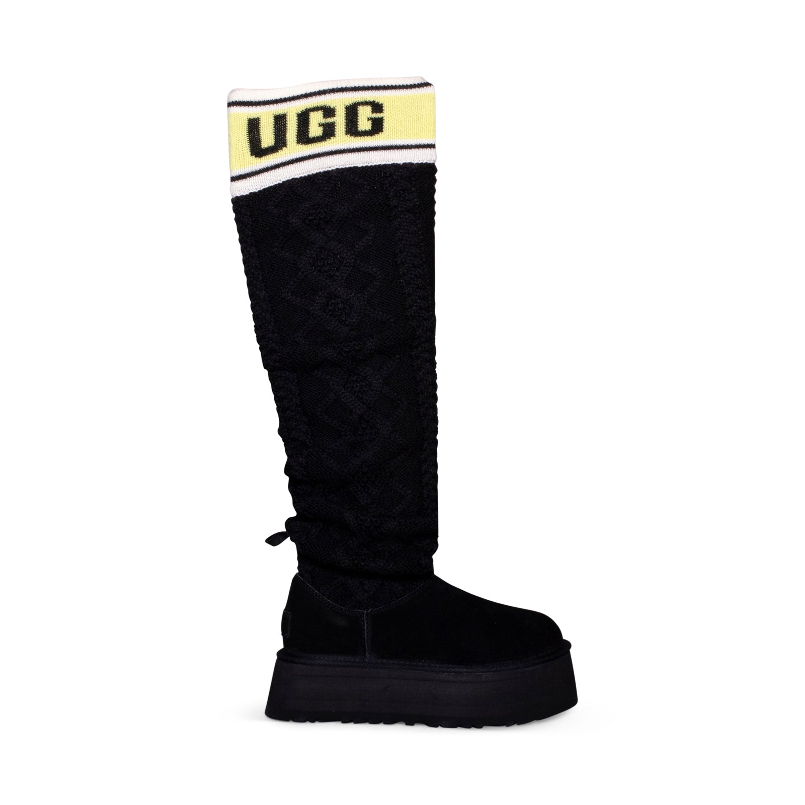 UGG Classic Sweater Letter Tall Black Boots - Women's