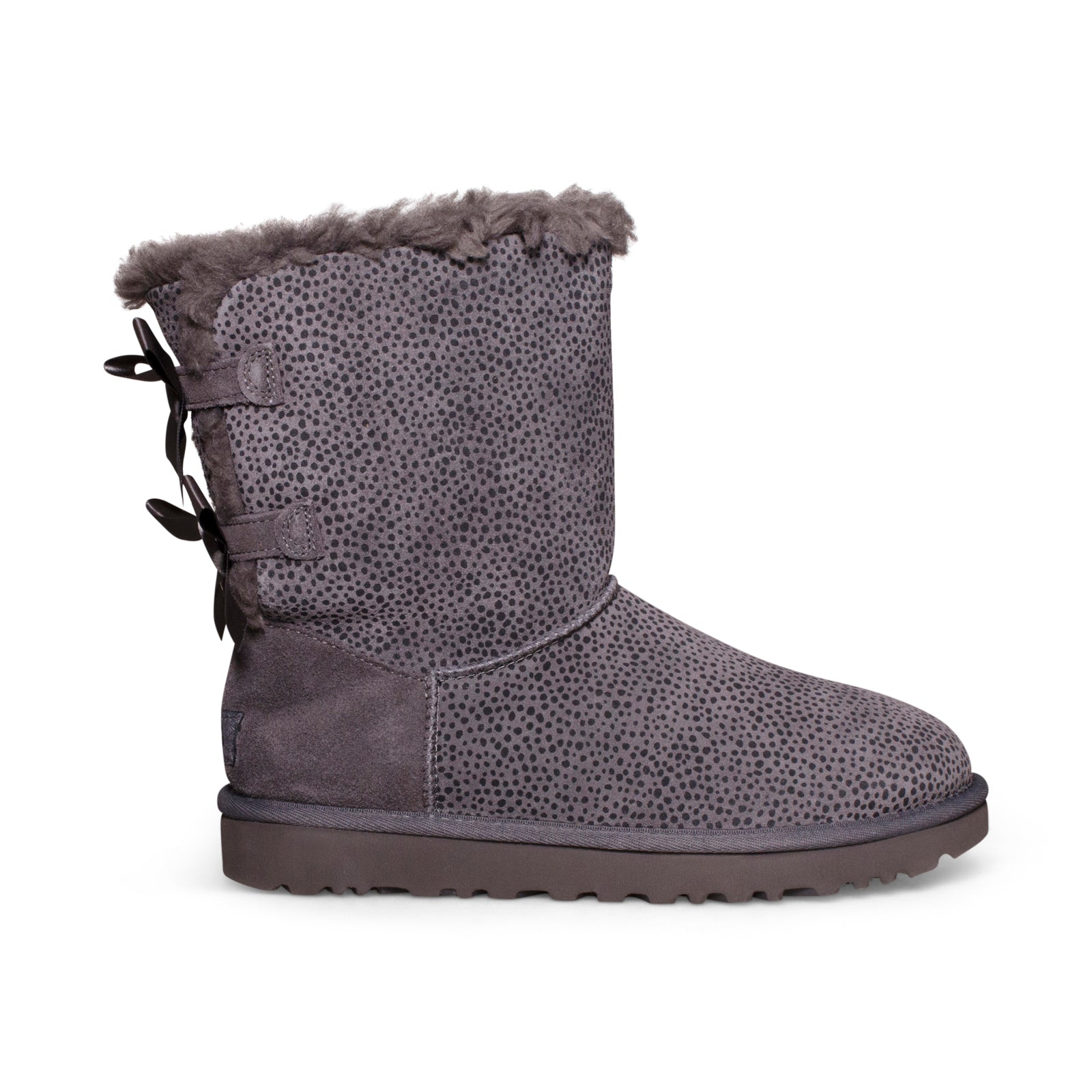 UGG Bailey Bow Micro Cheetah Charcoal Boots - Women's