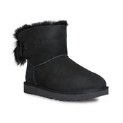 UGG Fluff Bow Mini Black Boots - Women's