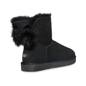 UGG Fluff Bow Mini Black Boots - Women's