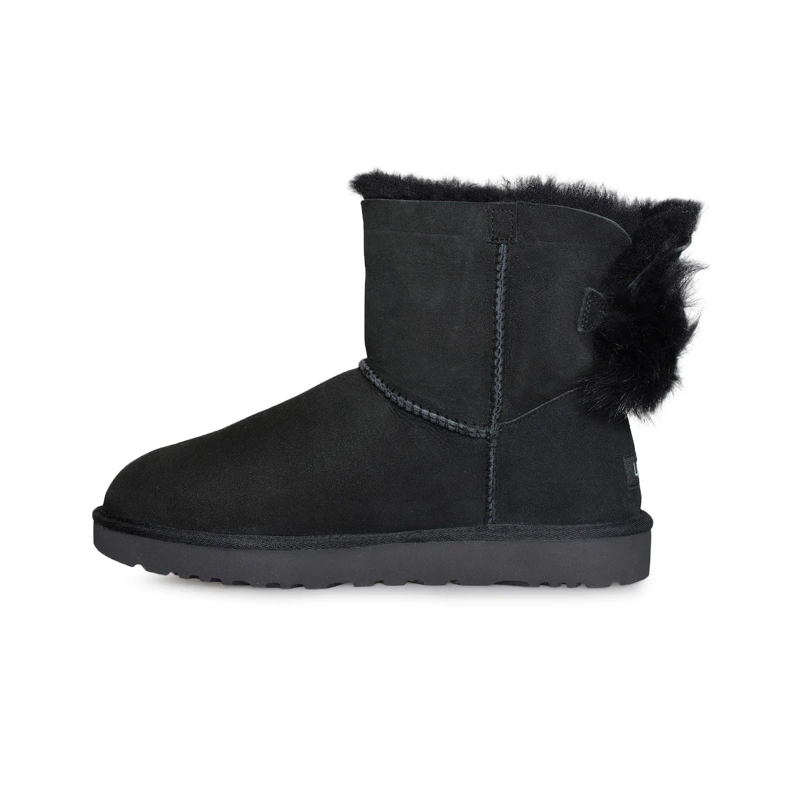 UGG Fluff Bow Mini Black Boots - Women's