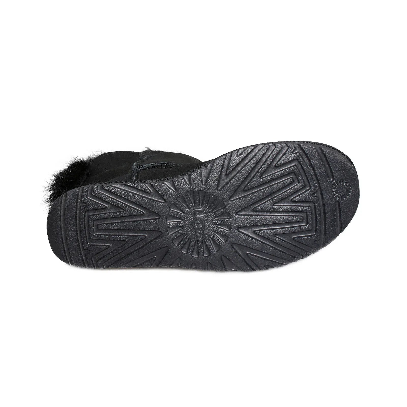 UGG Fluff Bow Mini Black Boots - Women's